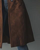 Women’s Suede Trench Coat with Button Front-Coats for women-CaldwellVoss