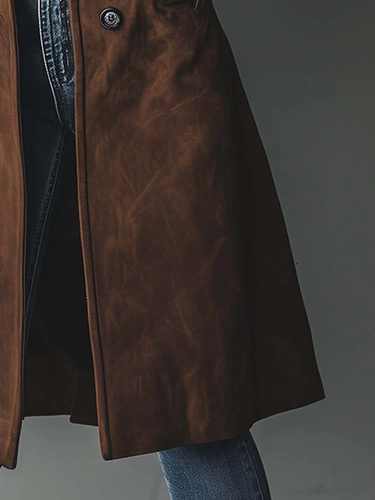Women’s Suede Trench Coat with Button Front-Coats for women-CaldwellVoss