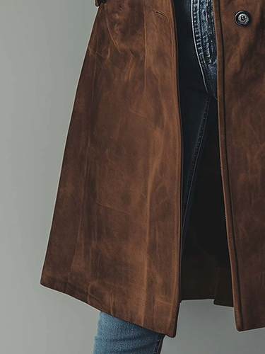 Women’s Suede Trench Coat with Button Front-Coats for women-CaldwellVoss