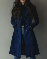 Women’s Suede Trench Coat with Button Front-Coats for women-CaldwellVoss