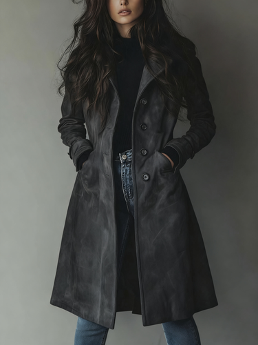 Women’s Suede Trench Coat with Button Front-Coats for women-CaldwellVoss