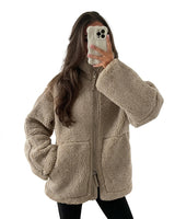 Women’s Teddy Fleece Bomber Jacket with Stand Collar-Jacket for women-CaldwellVoss