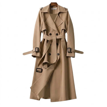 Women's Trench Coat with Belt and Buckles-Coats for Women-CaldwellVoss