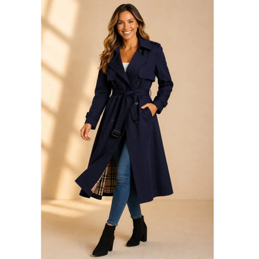 Women’s Trench Coat with Belt and Lapel Collar-Coats for women-CaldwellVoss