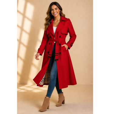 Women’s Trench Coat with Belt and Lapel Collar-Coats for women-CaldwellVoss