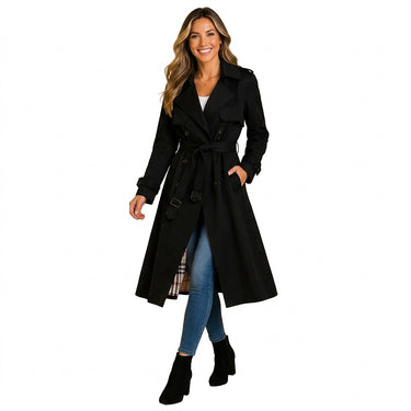 Women’s Trench Coat with Belt and Lapel Collar-Coats for women-CaldwellVoss