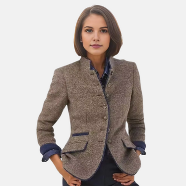Women’s Tweed Blazer Jacket with Stand Collar-Blazer for women-CaldwellVoss