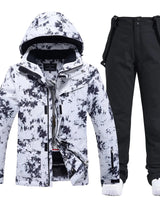 Women’s Two Piece Hooded Ski Suit with Bib Pants-Sets for women-CaldwellVoss