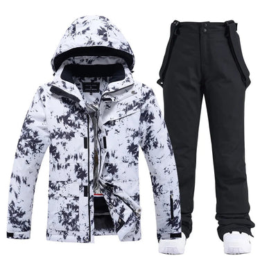Women’s Two Piece Hooded Ski Suit with Bib Pants-Sets for women-CaldwellVoss