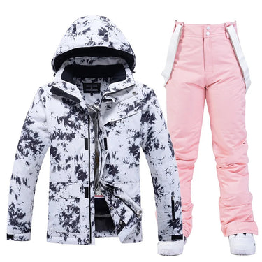 Women’s Two Piece Hooded Ski Suit with Bib Pants-Sets for women-CaldwellVoss