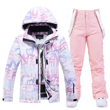 Women’s Two Piece Hooded Ski Suit with Bib Pants-Sets for women-CaldwellVoss