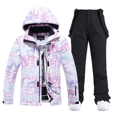 Women’s Two Piece Hooded Ski Suit with Bib Pants-Sets for women-CaldwellVoss