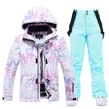 Women’s Two Piece Hooded Ski Suit with Bib Pants-Sets for women-CaldwellVoss