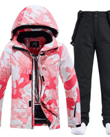 Women’s Two Piece Hooded Ski Suit with Bib Pants-Sets for women-CaldwellVoss