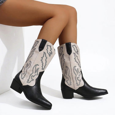 Women’s Two-Tone Western Cowboy Boots-Footwear for women-CaldwellVoss