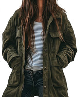 Women’s Utility Jacket with Flap Pockets and Button Closure-Jacket for women-CaldwellVoss