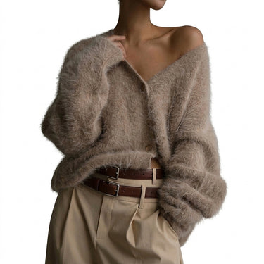 Women's V-Neck Cardigan with Button Placket-Jacket for women-CaldwellVoss