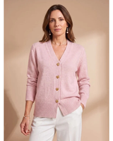 Women’s V-Neck Knit Cardigan with Heart Buttons-Cardigans for women-CaldwellVoss