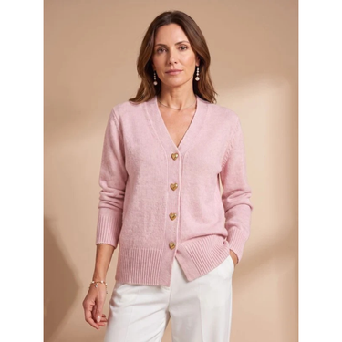Women’s V-Neck Knit Cardigan with Heart Buttons-Cardigans for women-CaldwellVoss