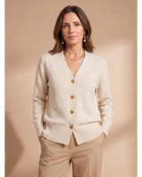 Women’s V-Neck Knit Cardigan with Heart Buttons-Cardigans for women-CaldwellVoss