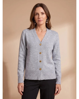 Women’s V-Neck Knit Cardigan with Heart Buttons-Cardigans for women-CaldwellVoss