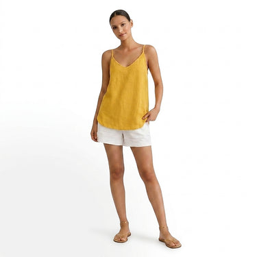 Women’s V-Neck Linen Vest Top Yellow