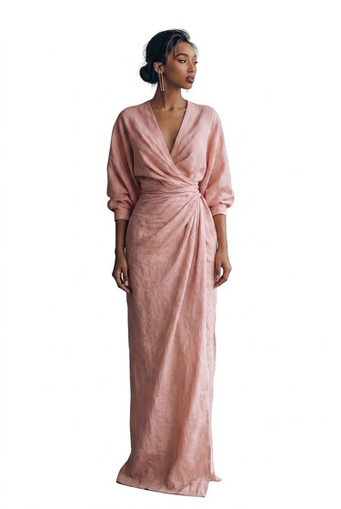 Women’s V-neck Wrap Maxi Dress-Maxi Dress-CaldwellVoss