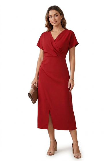 Women’s V-Neck Wrap Midi Dress-Midi Dress-CaldwellVoss