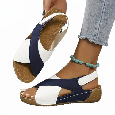 Women's Wedge Heel Open Toe Sandals with Hook-and-Loop Ankle Strap-Footwear for women-CaldwellVoss