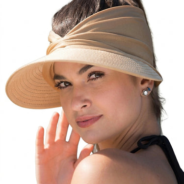 Women’s Wide Brim Visor with Twisted Detail Beige