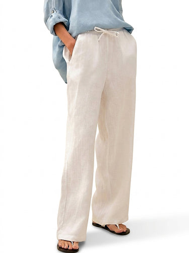 Women’s Wide Leg Drawstring Linen Pants-Pants for Women-CaldwellVoss
