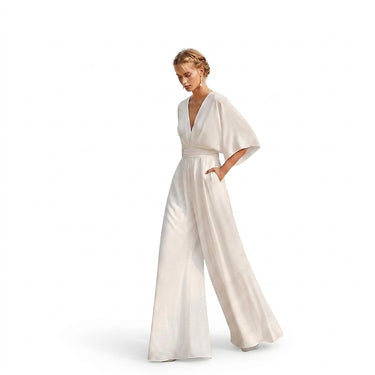 Women’s Wide Leg Jumpsuit with V-Neck-Jumpsuits for women-CaldwellVoss