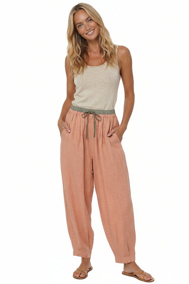Women's Wide Leg Linen Trousers with Drawstring-Pants for Women-CaldwellVoss