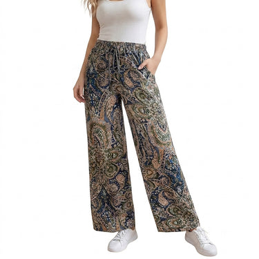 Women’s Wide Leg Paisley Print Trousers-Pants for Women-CaldwellVoss