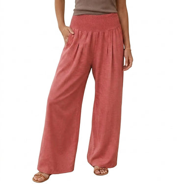 Women’s Wide Leg Trousers with Smocked Waist-Pants for Women-CaldwellVoss