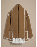 Women’s Wool Blend Cape Coat with Button Front-Coats for women-CaldwellVoss