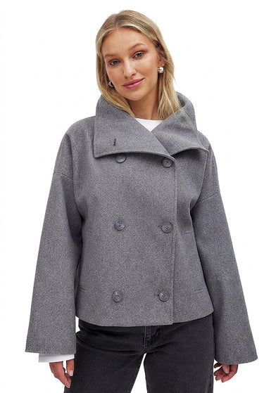 Women’s Wool Blend Short Pea Coat-Coats for women-CaldwellVoss