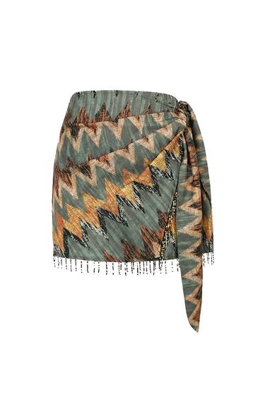 Women's Zigzag Pattern Mini Wrap Skirt-Skirt for women-CaldwellVoss