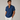 Men’s Band Collar Short Sleeve Popover Shirt with Rolled Cuffs Navy Blue