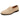 Mens Penny Loafers with Moc Toe Stitching and Low Heel Beige