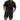 Men's Quarter-Zip Polo and Shorts Set with Grid Texture Black
