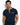 Men's Short Sleeve Polo Shirt with Patterned Trim Dark Blue
