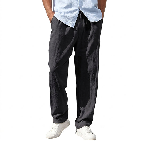 Men's Straight Leg Drawstring Linen Pants-Pants for Men-CaldwellVoss