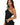 Women Top One Shoulder Asymmetrical Neckline Lace Design Black