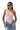 Women Top One Shoulder Asymmetrical Neckline Lace Design Pink