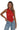 Women Top One Shoulder Asymmetrical Neckline Lace Design Red