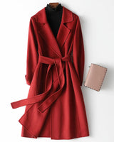 Women’s Belted Wrap Coat with Notched Lapels-Coats for women-CaldwellVoss