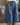Women's Button Front Elastic Waist Knee Length Shorts Blue