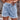 Women's Elastic Waist Drawstring Frayed Denim Shorts 2