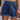 Women's Elastic Waist Drawstring Frayed Denim Shorts Dark Blue